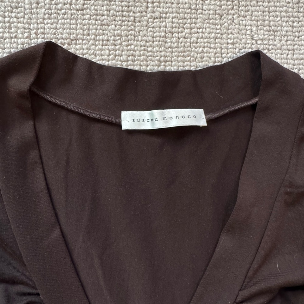 Susana Monaco Deep V-Neck Brown Dress (Size S) - Picture 5 of 5